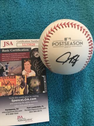 Alex Bregman Houston Astros Autographed Signed 2017 Postseason Baseball,  Jsa