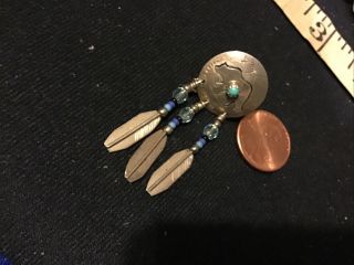 Vintage Native American Navajo Sterling Silver & Turquoise Bear Pin /tie Pin