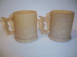 Vintage Whataburger Buffalo Nickel Caramel Glass Coffee Cups Mugs,  Set Of 2
