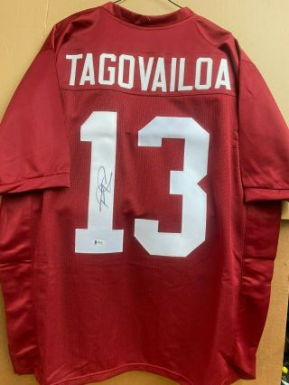 Tua Tagovailoa Alabama 13 red autographed signed custom jersey Beckett 2