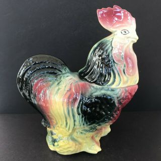 Vintage American Bisque Cookie Jar Rooster Chicken 11 " Tall Pottery Ceramic