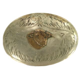 Vintage Irvine & Jachens Inc.  Steer Bull Head Belt Buckle German Silver 3 " X 2 "
