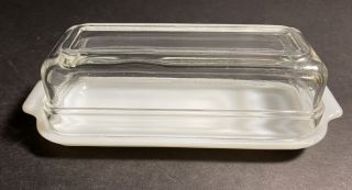 Vtg 1950s Milk Glass White Fire King 1/4 Butter Dish W/ Clear Lid Anchor Hocking