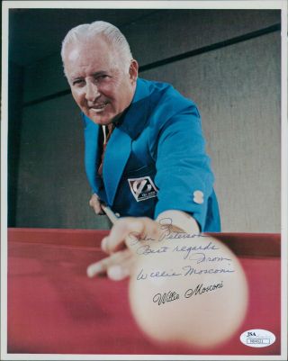 Willie Mosconi Billiard Player Signed 8x10 Card Stock Photo Jsa Authenticated