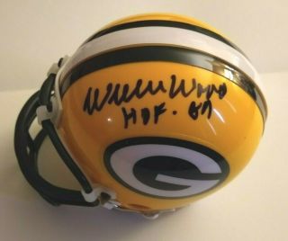Willie Wood Signed Green Bay Packers Nfl Riddell Mini Helmet Hof 89