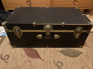 Vintage Seward Travel Trunk Storage Chest,  Coffee Table 30x16x12 Black/gold