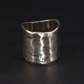 Vtg Sterling Silver - Hammered Textured Wide Cigar Band Ring Size 7 - 7g