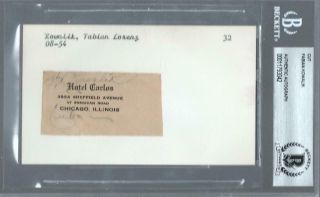 Fabian Kowalik (d.  1954) Signed Cut Index Card Autographed 1935 Chicago Cubs Bas