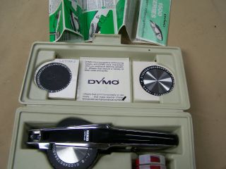 Vtg Dymo 1550 Tapewriter Chrome Label Maker Deluxe Kit 905877 905987 Vert Wheels