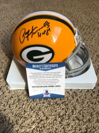 Green Bay Packers Paul Hornung Signed Mini Helmet With Beckett 2