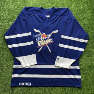 Vintage 90s Imported Labatt Blue Beer Nhl Hockey Jersey Men’s Xl Stitched Sewn
