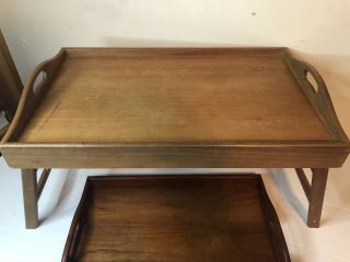Vintage Mid Century Modern Teak Wood Bed Tray w/Legs 22 