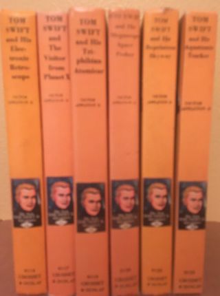 6 Good Set of Tom Swift Jr.  Adventure Books - HB 14 17 19 20 22 23 yellow HB PC 2