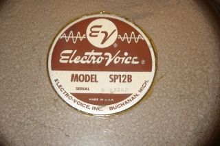 EV Electro - Voice Vintage SP12B Speaker - see video of it playing 2