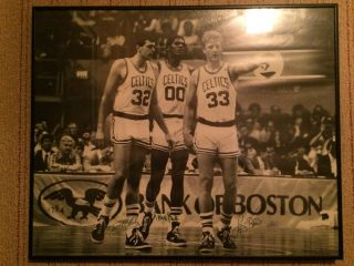 Boston Celtics Big 3 Facsimile Signed Framed Photo Bird Mchale Parrish