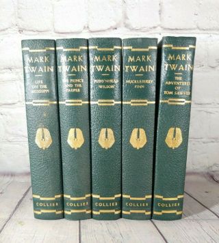 Set Of 5 Vintage Mark Twain Early 1920 Novels Published By Collier
