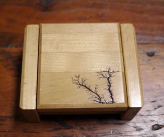 Vintage Handmade Solid Maple Wood Cigarette Asian Style Trinket Table Box 420
