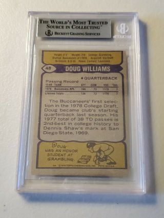 1979 TOPPS DOUG WILLIAMS ROOKIE 48 BUCCANEERS SIGNED AUTO BECKETT BGS 2