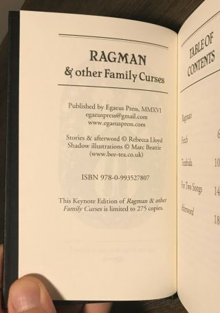 Ragman and Other Family Curses,  Rebecca Lloyd.  Limited First Edition. 2
