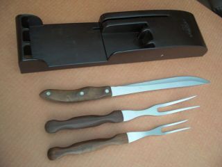 4 - Piece Set Vintage Cutco Carving Knife (23),  2 Forks (26/27) W/ Bakelite Holder