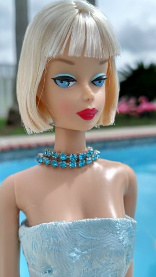 Vintage Barbie Clone Fab - Lu Premier Babs Blue Brocade Gown With Afghan Hound