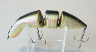 Vintage Heddon Gamefisher 3 Pc.  Jointed Lure In Silver Perch Color