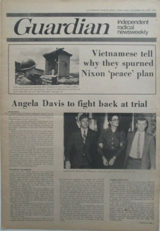 Guardian.  Oct 24,  1970.  Angela Davis Cover Photo Trial Black Panthers Newspaper