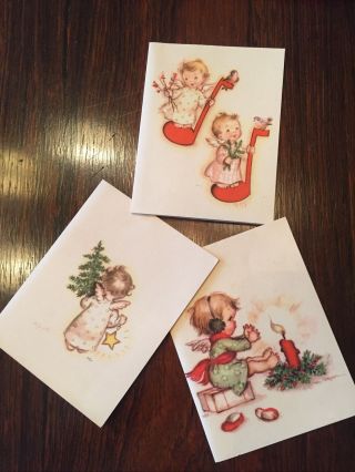 3 Vtg Rust Craft Marjorie Cooper Christmas Cards - Babies -.