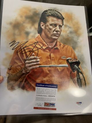 Mike Gundy Signed Autographed 11x14 Picture Photo Psa Oklahoma State Cowboys