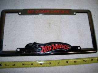 Vintage Metal Hot Wheels License Plate Frame “my Other Car Is A Hot Wheels”