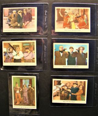 Vintage 1959 Fleer 3 Three Stooges Collector Cards No.  16 - 50 - 61 - 78 - 80 - 95