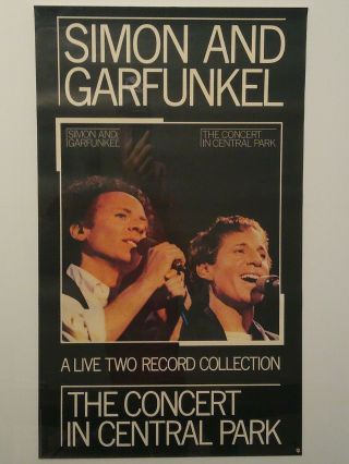 Simon & Garfunkel Vintage Concert In Central Park Promotional Poster 23 X 38