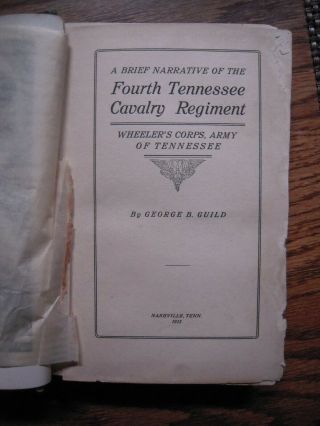 Fourth Tennessee Cavalry Regiment - Confederate - 1st Edition