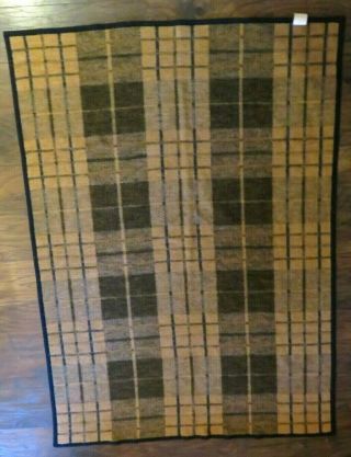 Biederlack Vintage Brown Black Plaid Throw Blanket Size 70 