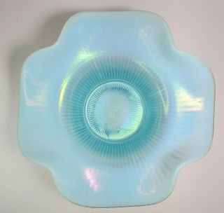 Vintage Fenton Glass Bowl Ruffle Wave Blue Opalescent Collectable