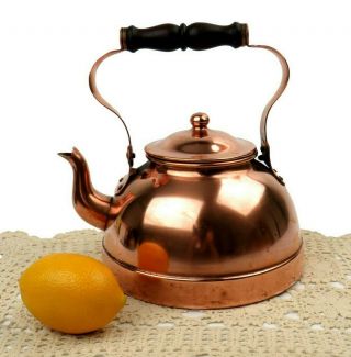 Vintage Tagus R 52 Copper Tea Kettle Portugal Wood Handle Polished