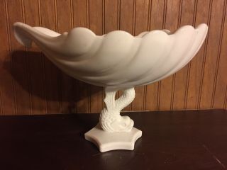 X - Large 13 " Vintage Westmoreland Milk Glass Dolphin Footed Shell Bowl Compote