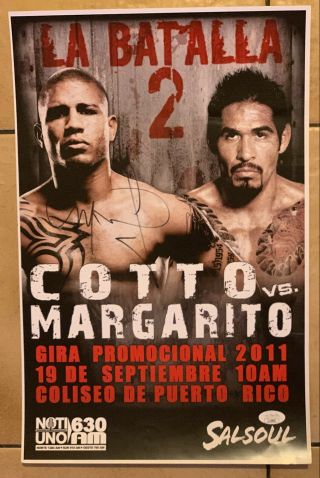 Miguel Cotto Vs Antonio Margarito Boxing Poster Signed By Cotto Jsa 11x17
