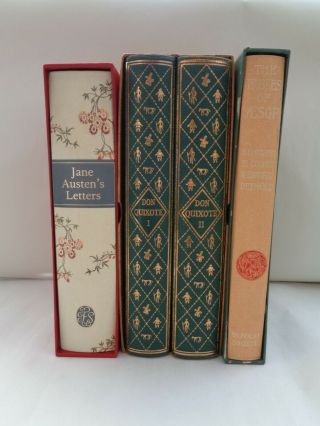 3 Xfolio Society Books Jane Austen Don Quixote Plates Aesop 