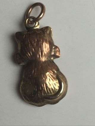 Vintage 1970 ' s The Cutest Cat Charm Or Small Pendant Gold 3