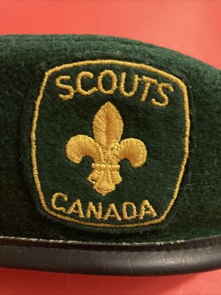Vintage Boy Scouts Official Beret Boy Scouts Canada,  Boys Hat Green Prs5