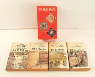 The Lord Of The Rings Red Paperback Book Set With The Hobbit By J.  R.  R.  Tolkien
