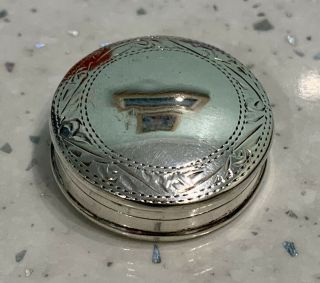 Antique Vintage Round Sterling Solid Silver Snuff Trinket Pill Box Pot Marked925