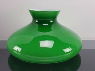 Vintage Green & White Cased Glass Student Oil Lamp Shade,  10 " Fitter