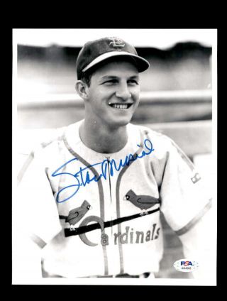Stan Musial Psa Dna Cert Hand Signed 8x10 Photo Cardinals Autograph