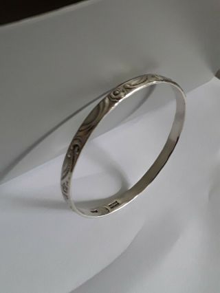 Vintage Mexican Silver Bangle Marked Engraved Inside