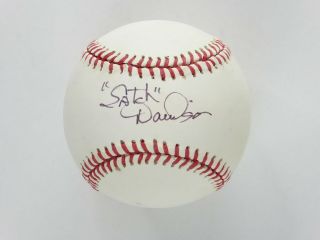 Satch Davidson Umpire Signed Rawlings Babe Ruth Baseball Hank Aaron 715 Home Run
