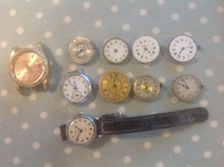 10 Old Vintage Swiss & French Watch Movements Spares And Repairs Some