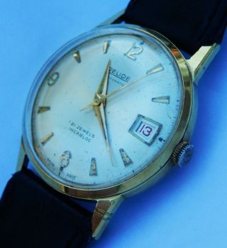 Vintage Gents Swiss Made Gold Plated Relide 21 Jewels Automatic Watch c1960s 2