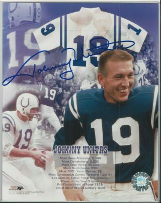 Johnny Unitas Signed 8x10 Color Photo Baltimore Colts